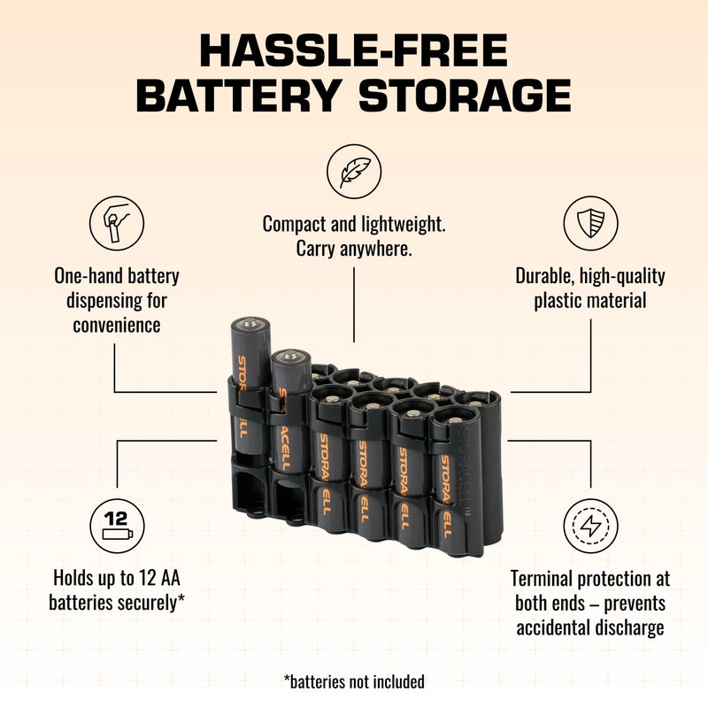 Storacell AA Battery Storage Caddy by Storacell, Black, Holds 12 Batteries (Not included) - Image 4